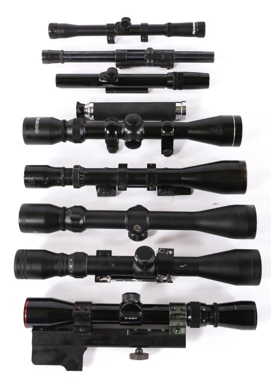 WEAVER MOSSBERG TASCO BAUSCH RIFLE SCOPE LOT OF 9: WEAVER MOSSBERG TASCO BAUSCH RIFLE SCOPE LOT OF 9 Weaver Mossberg Tasco Bausch Rifle Scope Lot of 9. Weaver .22 Tip-Off 3/4", Mossberg 4x20, Tasco 3x-9x-40, Bushnell 3x-7x Custom .22, Baucsch & Lomb 2