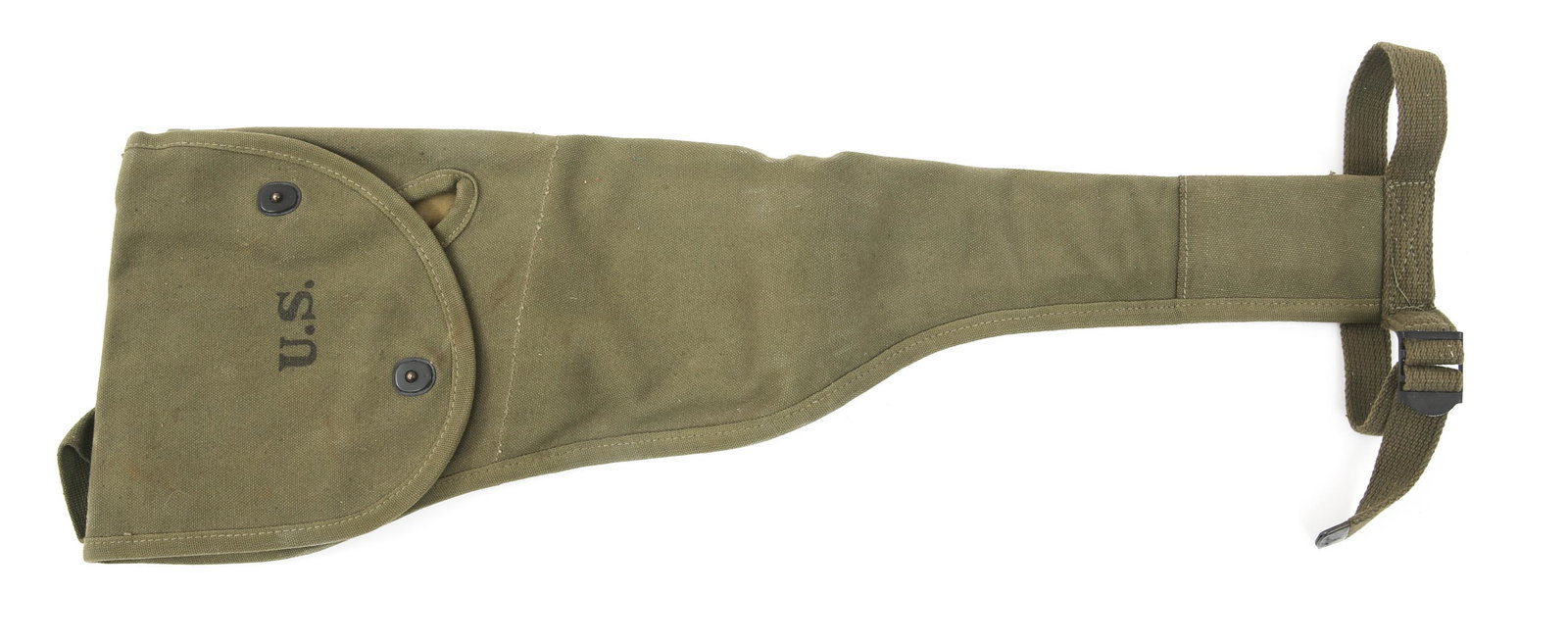 WWII US M1A1 CARBINE PARATROOPER CANVAS JUMP CASE: WWII US M1A1 CARBINE PARATROOPER CANVAS JUMP CASE WWII US M1 Carbine Paratrooper's Canvas Jump Case. Marked "Atlas Awning 1944" in black stenciled ink on the interior of flap.