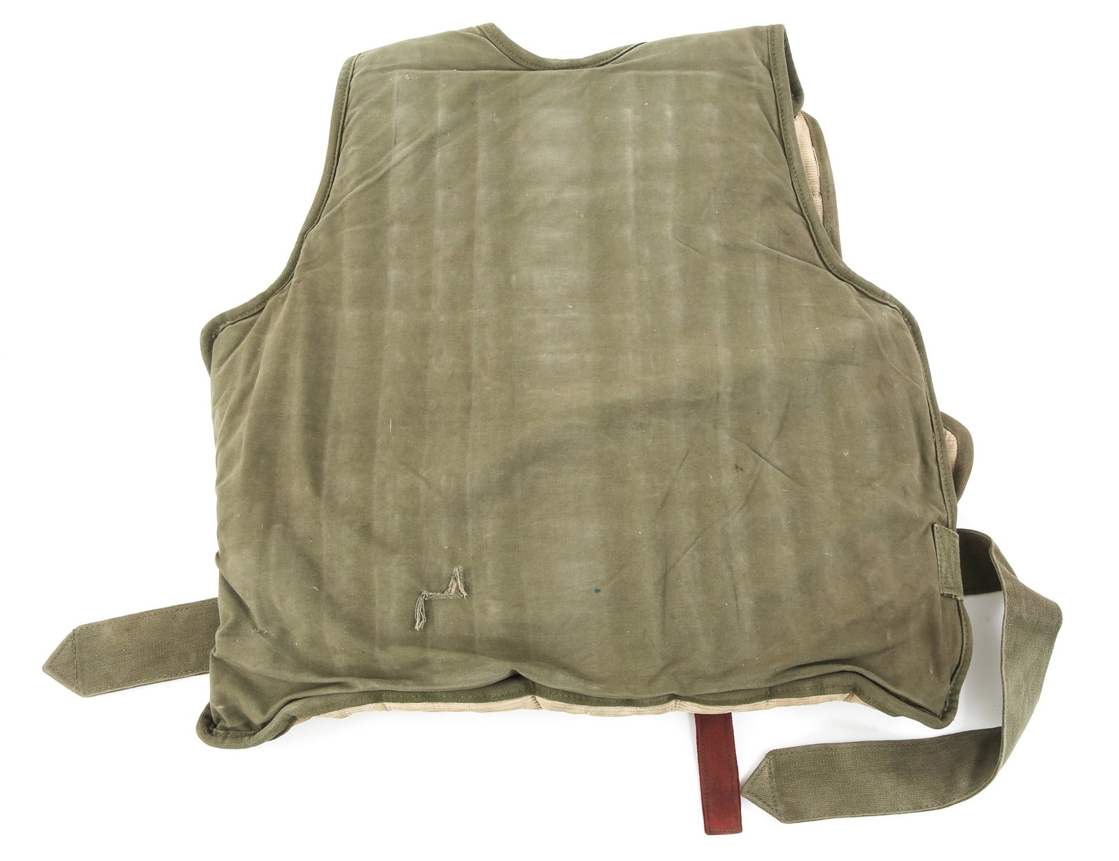 WWII USAAF BOMBER / GUNNER FLIGHT FLAK VEST: WWII USAAF BOMBER / GUNNER FLIGHT FLAK VEST WWII US Army Air Forces bomber / gunner 2-piece flight flak protective vest. Corduroy interior lining. Weight markings stenciled in black ink. Size: Medium