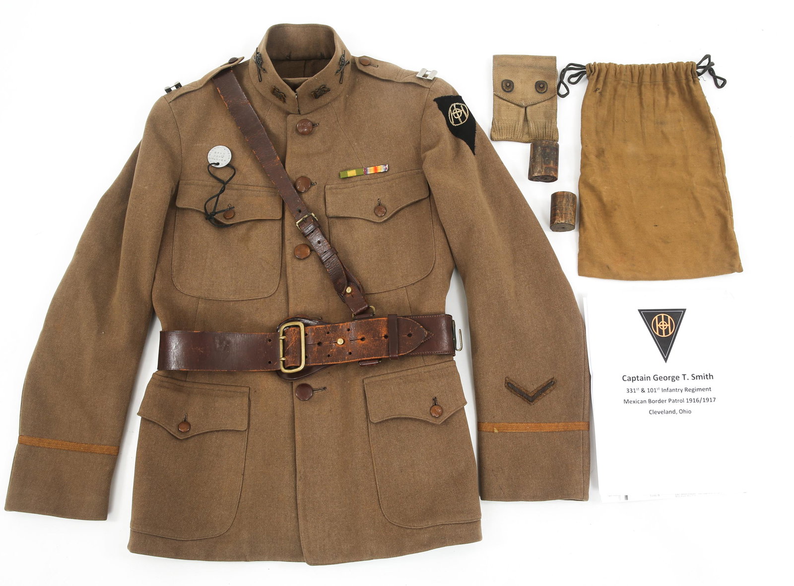 WWI US ARMY MEXICAN BORDER NAMED SERVICE GROUPING: WWI US ARMY MEXICAN BORDER NAMED SERVICE GROUPING WWI US Army 101st Infantry Regiment Named Service Grouping. Named to "Captain George Trimble Smith", originally from Cleveland, Ohio. Smith was a WWI 