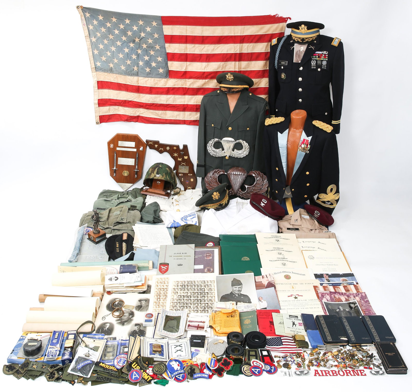 WWII - VIETNAM US ARMY COL. EW MOORE NAMED GROUP: WWII - VIETNAM US ARMY COL. EW MOORE NAMED GROUP Named grouping from the archive of US Army Colonel Ernest Winfield Moore (070215). Moore's 25+ year career in the service began with his entering into 