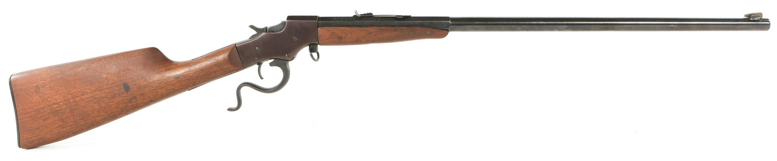 J. STEVENS FAVORITE FALLING BLOCK .22 CAL RIFLE: J. STEVENS FAVORITE FALLING BLOCK .22 CAL RIFLE Stevens Favorite falling block .22 caliber rifle. Octagonal barrel stock at forend, cylindrical from forend to muzzle. Barrel stamped "J. Stevens A&T Co