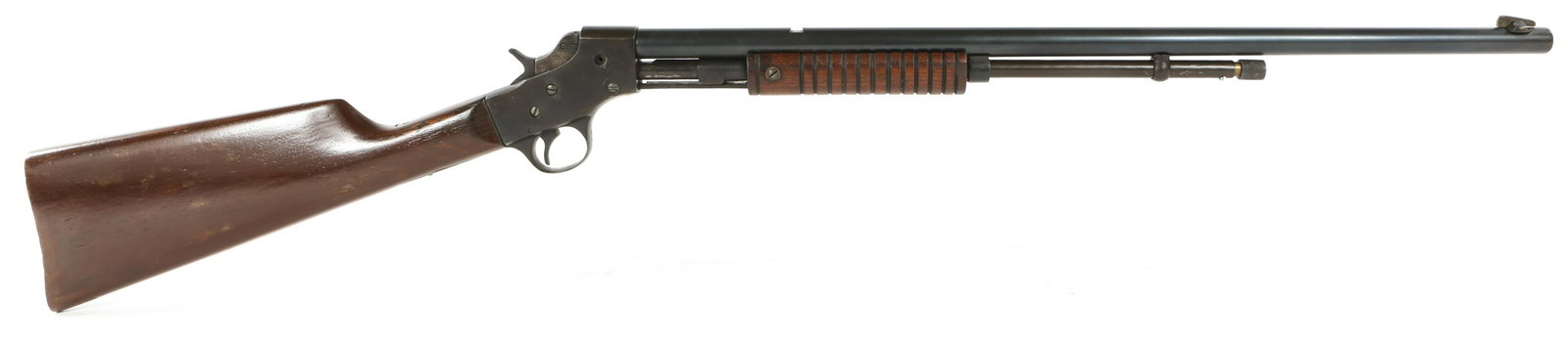 STEVENS MODEL 70 .22 CALIBER PUMP ACTION RIFLE: STEVENS MODEL 70 .22 CALIBER PUMP ACTION RIFLE Stevens Model 70 .22 S-L-LR Pump Action Rifle. The barrel is stamped "J. Stevens Arms Co. Chicopee Falls, Mass. USA. Visible Loading Repeater. Pat. Apr. 