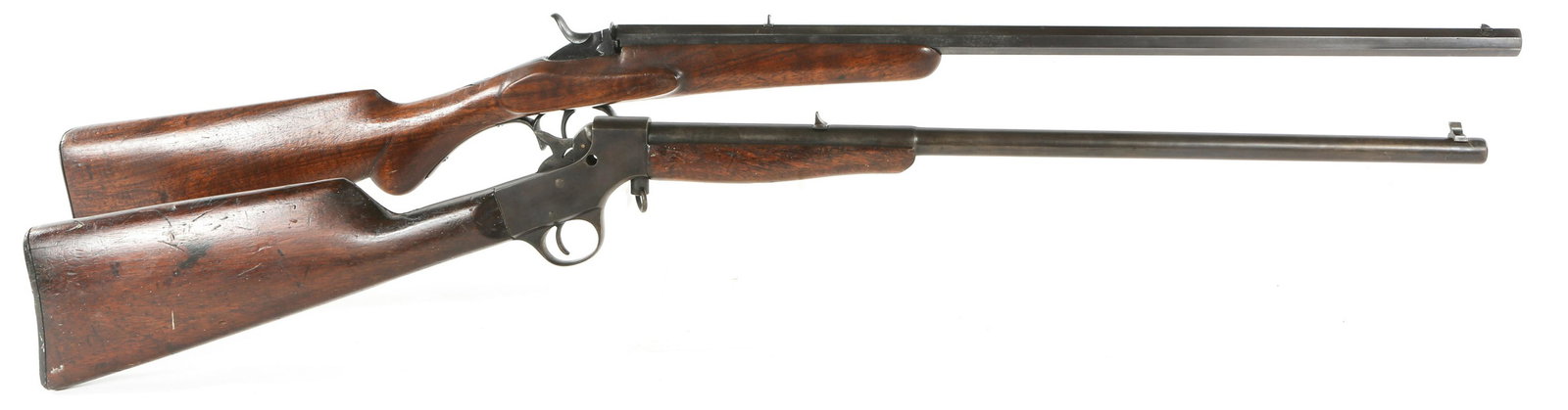 STEVENS & H. PIEPER .22 CAL RIFLES FOR PARTS: STEVENS & H. PIEPER .22 CAL RIFLES FOR PARTS Lot of two .22 caliber rifles for parts or repairs. Stevens model Crack-Shot falling block rifle, falling block mechanism missing spring to hold place. H. 