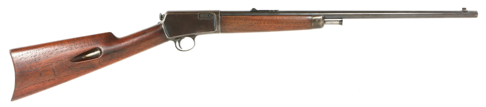 WINCHESTER MODEL 03 SEMI AUTOMATIC .22 CAL RIFLE: WINCHESTER MODEL 03 SEMI AUTOMATIC .22 CAL RIFLE Winchester model 1903 semi-automatic .22 caliber rifle. Manufactured in 1903. Barrel stamped with "Winchester" trademark, "Model 1903 .22 Cal Automatic