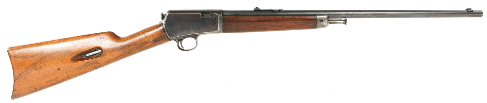 WINCHESTER MODEL 1903 SEMI AUTOMATIC .22 CAL RIFLE: WINCHESTER MODEL 1903 SEMI AUTOMATIC .22 CAL RIFLE Winchester model 1903 semi-automatic .22 caliber rifle. Manufactured in 1904. Barrel stamped with "Winchester" trademark, "Mod 1903 .22 Cal Automatic
