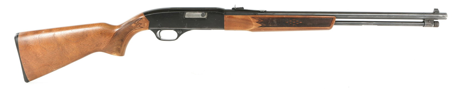 WINCHESTER MODEL 190 SEMI AUTOMATIC .22 RIFLE: WINCHESTER MODEL 190 SEMI AUTOMATIC .22 RIFLE Winchester model 190 semi-automatic .22 caliber rifle. Barrel stamped "Winchester Model 6A" and ".22 L or L R". Checkered wooden stock and forend. Full le