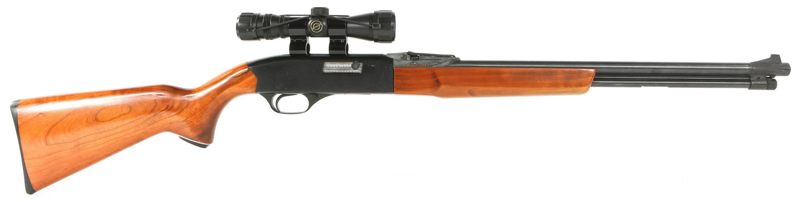 WINCHESTER MODEL 290 SEMI AUTOMATIC .22 CAL RIFLE: WINCHESTER MODEL 290 SEMI AUTOMATIC .22 CAL RIFLE Winchester model 290 semi-automatic .22 caliber rifle. Barrel stamped "Winchester Model 290" and ".22 S,L,or LR". Full length magazine tube. Wood stoc