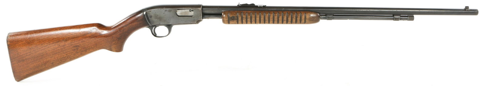WINCHESTER MODEL 61 .22 S-L-LR PUMP ACTION RIFLE: WINCHESTER MODEL 61 .22 S-L-LR PUMP ACTION RIFLE Winchester model 61 pump action .22 caliber rifle. Manufactured in1950. Barrel stamped with "Winchester" trade marks, "Model 61", and ".22 S. L. or LR.