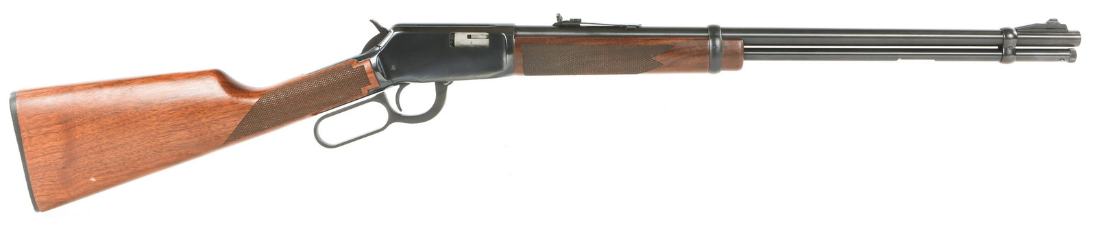 WINCHESTER MODEL 9422M .22 WIN MAG CALIBER RIFLE: WINCHESTER MODEL 9422M .22 WIN MAG CALIBER RIFLE Winchester Model 9422M .22 Winchester Magnum caliber lever action rifle. Tube magazine. Checkered walnut stock. Blued finish. Caliber / Gauge: .22 WIN 