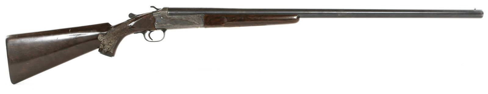 STEVENS SAVAGE MODEL 94 BREAK OVER 12 GA SHOTGUN: STEVENS SAVAGE MODEL 94 BREAK OVER 12 GA SHOTGUN Stevens Savage model 94 single shot, break over 12GA shotgun. Receiver stamped "Stevens model 94, Savage Arms Corporation Chicopee Falls Mass.", barrel