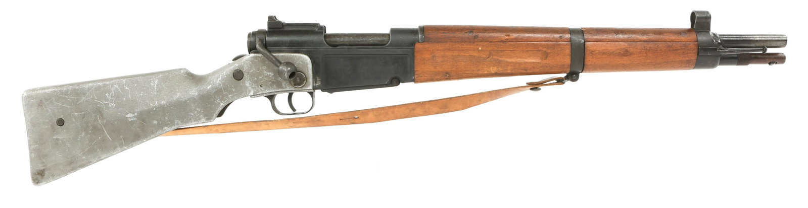 WWII FRENCH MAS 1936 RIFLE WITH FOLDING STOCK: WWII FRENCH MAS 1936 RIFLE WITH FOLDING STOCK French MAS MLE 1936 7.5x54mm bolt action rifle with CR39 folding stock attached. The receiver is marked "MAS MLE 1936" and "L 53499". Floor plate is marke