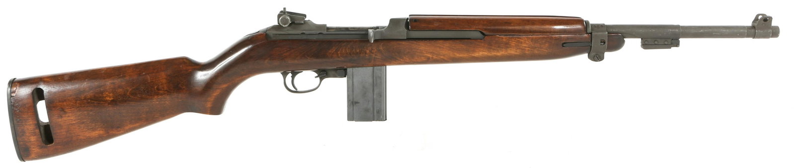 1943 WWII US SAGINAW S'G' M1 .30 CALIBER CARBINE: 1943 WWII US SAGINAW S'G' M1 .30 CALIBER CARBINE 1943 WWI US Saginaw S'G' M1 .30 Caliber Carbine. First block of production - part B. Manufactured in September, 1943. Walnut high wood stock. Oval cut 
