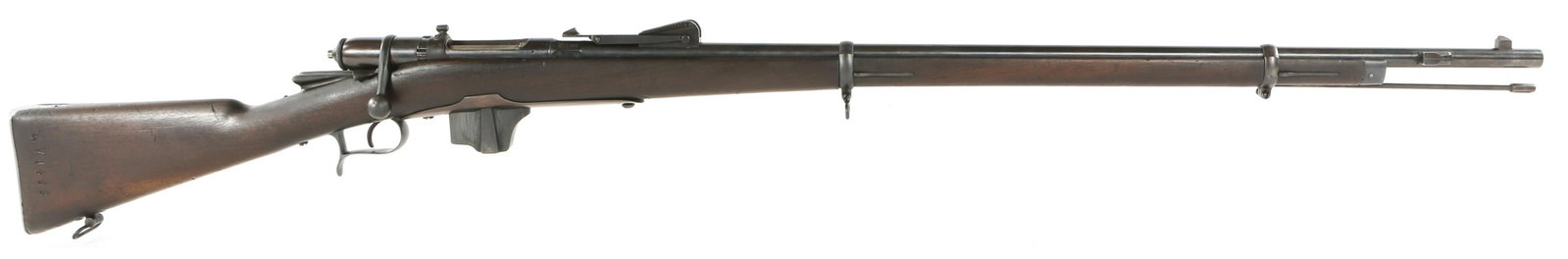 TERNI VETTERLI VITALI MODEL 1870/87 10.4mm RIFLE: TERNI VETTERLI VITALI MODEL 1870/87 10.4mm RIFLE 1890 Terni Vetterli-Vitali model 1870/87 10.4x47mm rifle. Barrel stamped "Terni", "1890", and "KV1488". Italian proof marks throughout. Stock stamped w