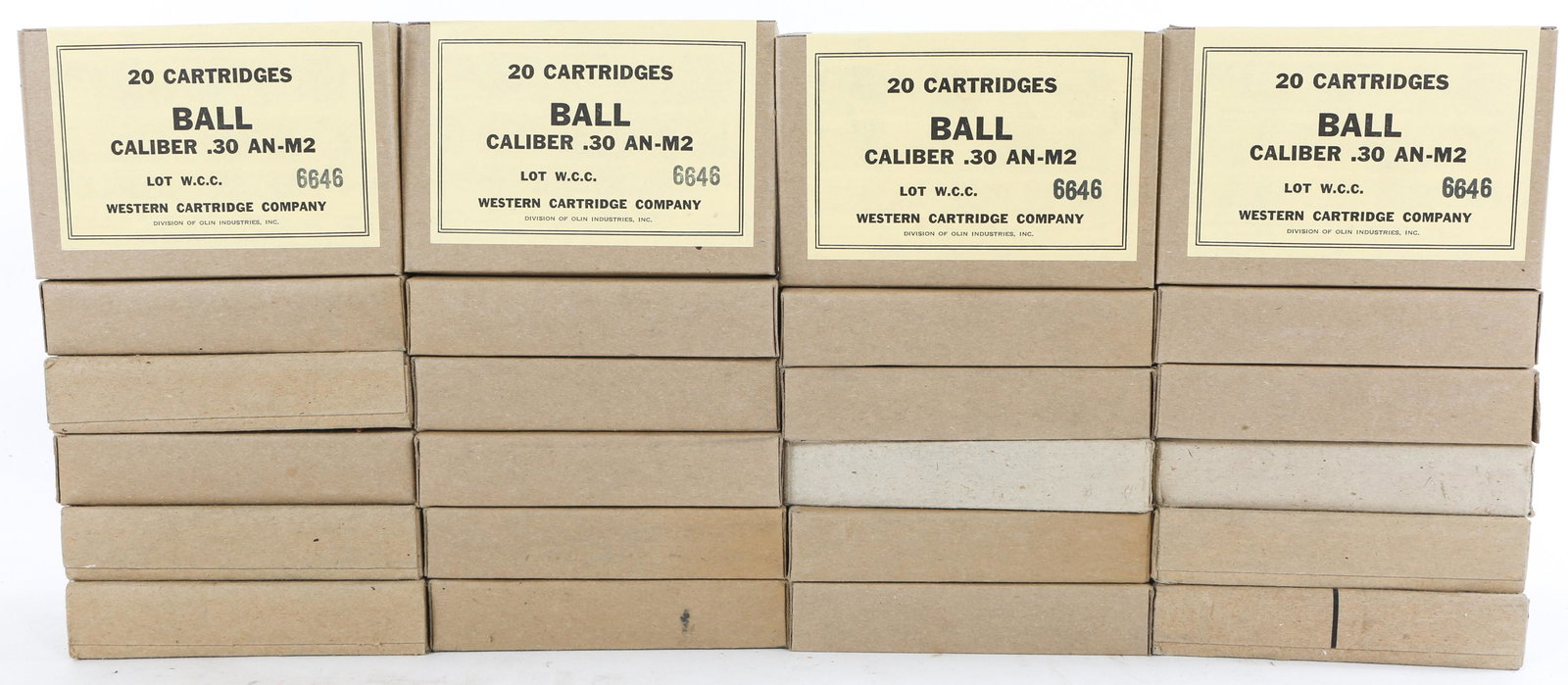 WWII AND KOREAN WAR .30-06 AMMUNITION LOT OF 450+: WWII AND KOREAN WAR .30-06 AMMUNITION LOT OF 450+ WWII and Korean War .30-06 Ammunition Lot of 450+ Rounds. Includes cartridges Utah Ordnance Plant and Western Cartridge Company. Total weight of 28.5 