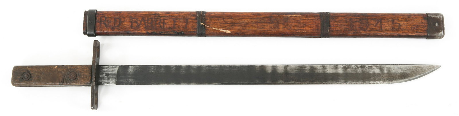 WWII JAPAN LATE WAR LAST DITCH TYPE 30 BAYONET: WWII JAPAN LATE WAR LAST DITCH TYPE 30 BAYONET WWII Imperial Japanese Late-War 'Last Ditch' Type 30 bayonet. US WWII Vet Bring Back. Crude unfullered blade. Ricasso marked with the arsenal stamp of "J
