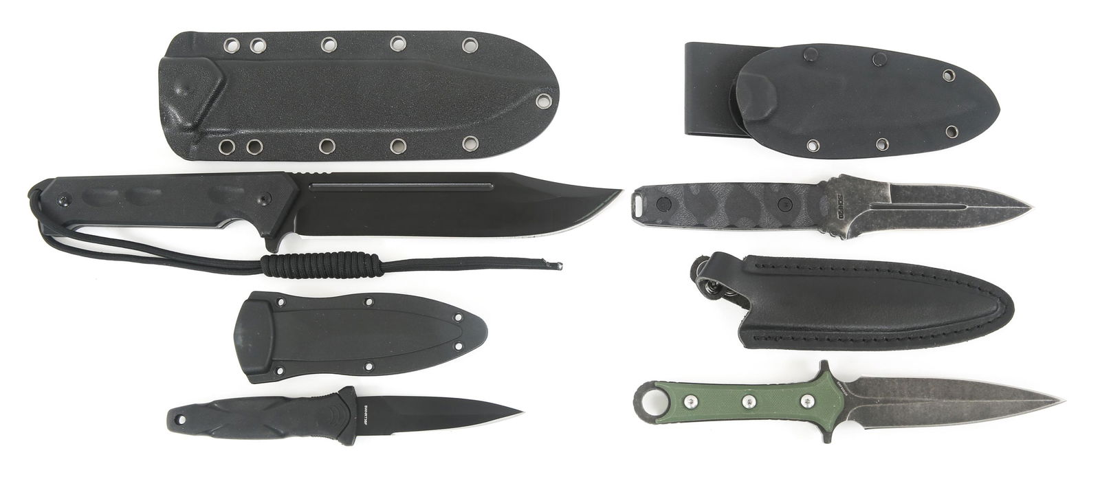 S&W PUMA SGB & SCHRADE FIXED BLADE KNIVES LOT OF 4: S&W PUMA SGB & SCHRADE FIXED BLADE KNIVES LOT OF 4 Smith & Wesson, PUMA SGB & Schrade fixed blade knives lot of 4. (1) Smith & Wesson boot knife, rubberized handle and polymer sheath. (1) Smith & Wess