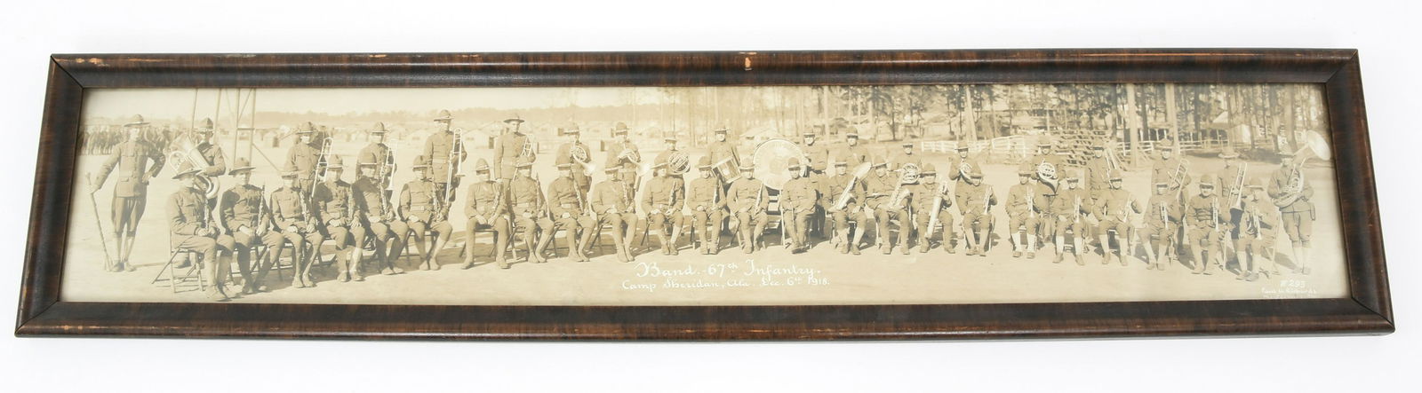 WWI US ARMY AEF 67TH INFANTRY BAND 3FT LONG PHOTO: WWI US ARMY AEF 67TH INFANTRY BAND 3FT LONG PHOTO WWI US Army AEF 3ft long group picture of the 67th Infantry regiment band, Camp Sheridan, AL Dec 6th 1918. Size: 3ft