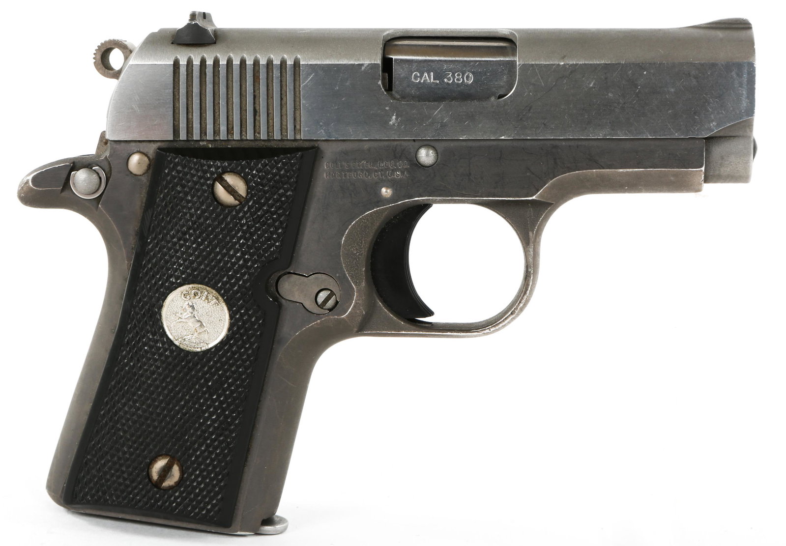 1992 COLT MODEL MUSTANG POCKETLITE .380 ACP PISTOL: 1992 COLT MODEL MUSTANG POCKETLITE .380 ACP PISTOL Colt model Mustang Pocketlite semi-automatic .380 ACP pistol. Manufactured in 1992. Barrel is stamped "Colt 380 Auto Mustang Pocketlite" and frame is