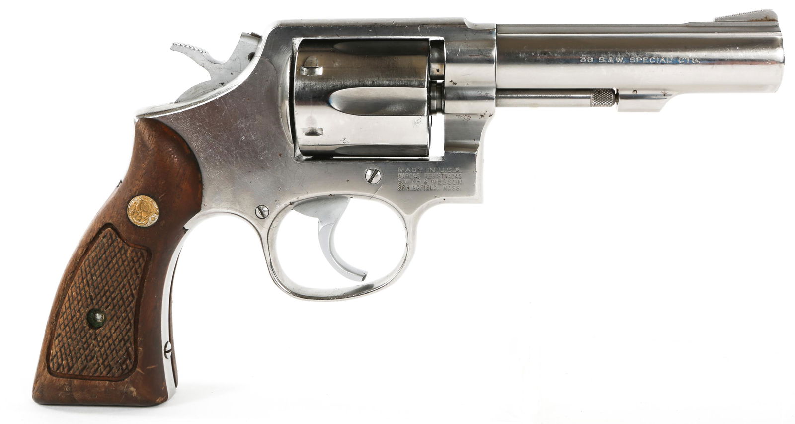 SMITH & WESSON MODEL 64-5 .38 SPECIAL REVOLVER: SMITH & WESSON MODEL 64-5 .38 SPECIAL REVOLVER Smith & Wesson Model 64-5 .38 S&W Special Revolver. Barrel marked ".38 S&W Special CTG." and "Smith & Wesson". Frame marked "Made in USA Marcas Registrad