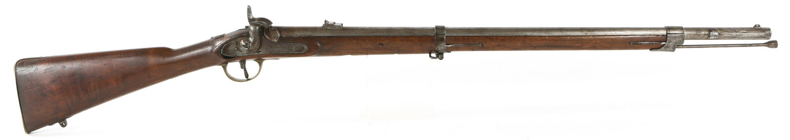US OHIO MILITIA LIGHT MINIE .58 CALIBER RIFLE: US OHIO MILITIA LIGHT MINIE .58 CALIBER RIFLE US Civil War era Ohio Militia .58 caliber Light Minie Percussion Rifle. Made in Liege, Belgium by O.P. Drissen. Lockplate and hammer marked with Dc/anchor
