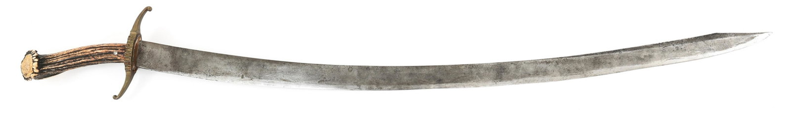 CIVIL WAR M1812 N.STARR CAVALRY SWORD STAG HANDLE: CIVIL WAR M1812 N.STARR CAVALRY SWORD STAG HANDLE Civil War M1812 "N.STARR" Cavalry Sword. Single edged, clip point curved blade without fuller. Maker & inspection marks stamped near the custom made c