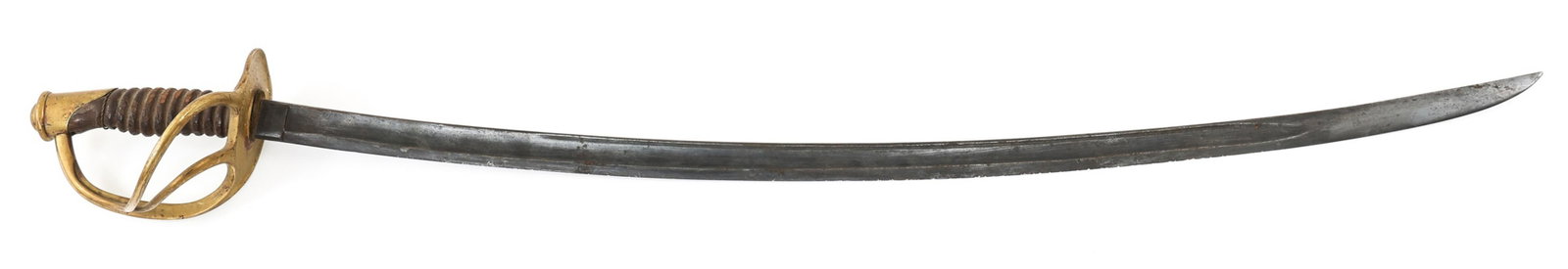 CIVIL WAR US MODEL 1860 CAVALRY SWORD By AMES: CIVIL WAR US MODEL 1860 CAVALRY SWORD By AMES Civil War US Model 1840 "Wrist-Breaker" Cavalry Sword. Curved blade with fuller. Maker marked "AMES MFG CO / CHICOPEE / MASS" on one side of the ricasso a