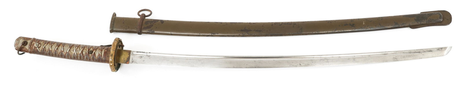 WWII JAPANESE NCO TYPE 95 GUNTO SWORD VARIATION 1: WWII JAPANESE NCO TYPE 95 GUNTO SWORD VARIATION 1 WWII Imperial Japanese Army Type 95 Gunto Sword. Aluminum handle (Variation 1), bright blade with fuller. Stamped Fuchi with Suya logo (left), Seki In