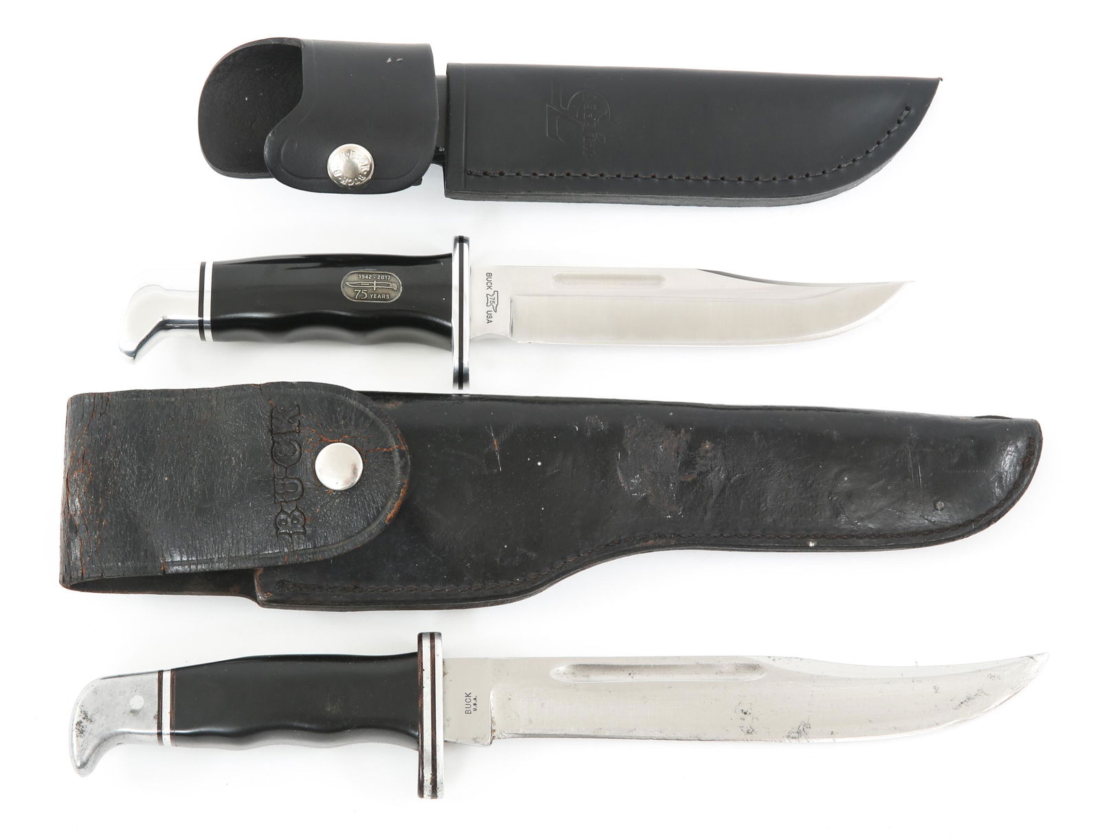 BUCK 119 SPECIAL 75 YEAR & MODEL 120 KNIVES LOT: BUCK 119 SPECIAL 75 YEAR & MODEL 120 KNIVES LOT Buck Model 119 Special 75 Year Edition and Model 120 Knives. Lot of 2. (1) Buck Model 119. 75-year special edition. Matching leather sheath. (1) Buck Mo