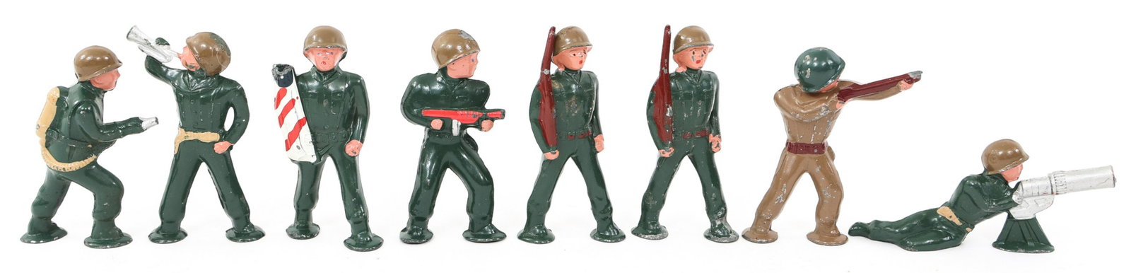 WWII US ARMY 70MM TOY SOLDIERS LOT OF 8: WWII US ARMY 70MM TOY SOLDIERS LOT OF 8 WWII - Korea War era US Army 70mm Lead toy soldiers. Lot of 8. No visible maker mark.