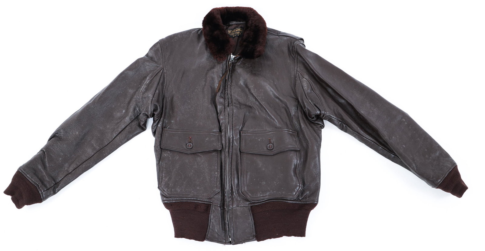 VIETNAM WAR US NAVY PILOT G-1 FLIGHT JACKET: VIETNAM WAR US NAVY PILOT G-1 FLIGHT JACKET Vietnam War era, US Navy Pilot G-1 Leather Flight Jacket. Manufacture tag present and readable. Size: 42