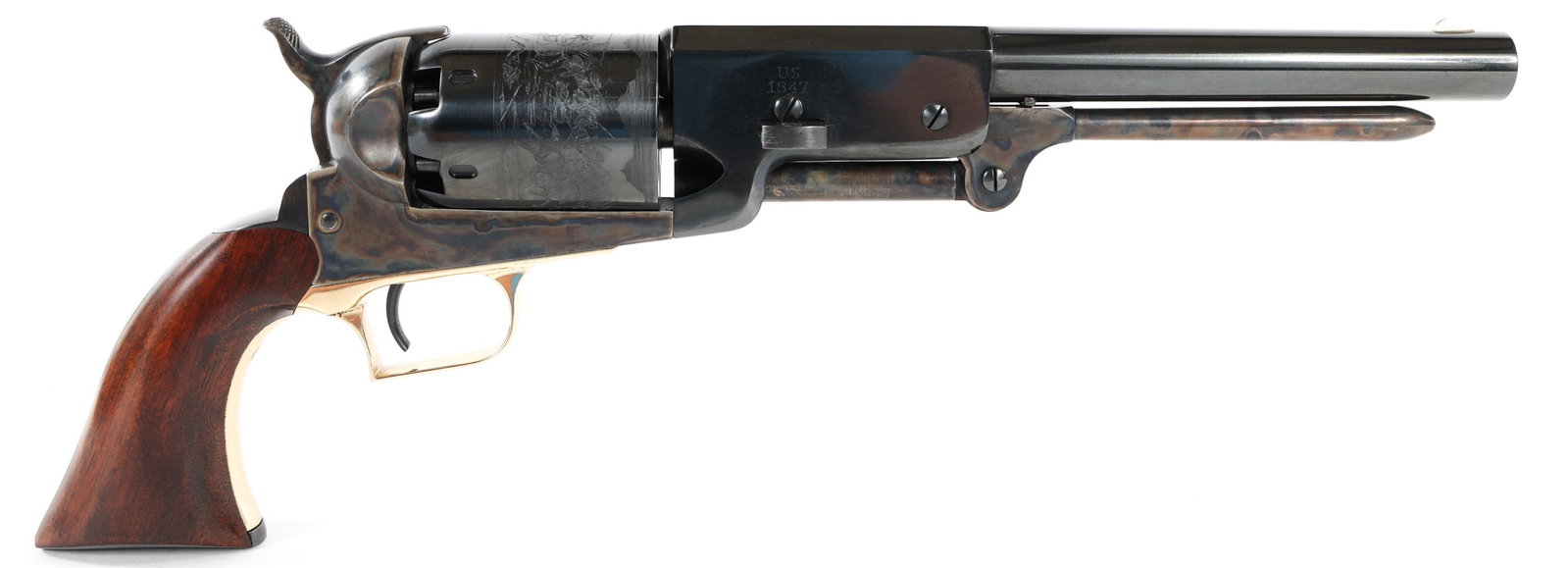COLT SIGNATURE SERIES WALKER 1847 REVOLVER .44 CAL: COLT SIGNATURE SERIES WALKER 1847 REVOLVER .44 CAL Colt Walker Model 1847 Black Powder Signature Series .44 Caliber Percussion Revolver. Matching serial number stamped on the frame, barrel, cylinder, 