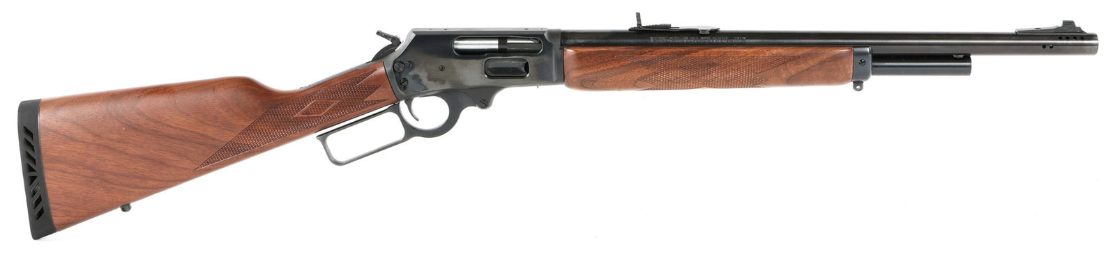 MARLIN MODEL 1895G .45-70 CALIBER RIFLE: MARLIN MODEL 1895G .45-70 CALIBER RIFLE Marlin Model 1895 G .45-70 caliber lever action rifle. 18 inch vented barrel. Blued finish. Checkered walnut stocks. Caliber / Gauge: .45-70 Barrel Length: 18" 