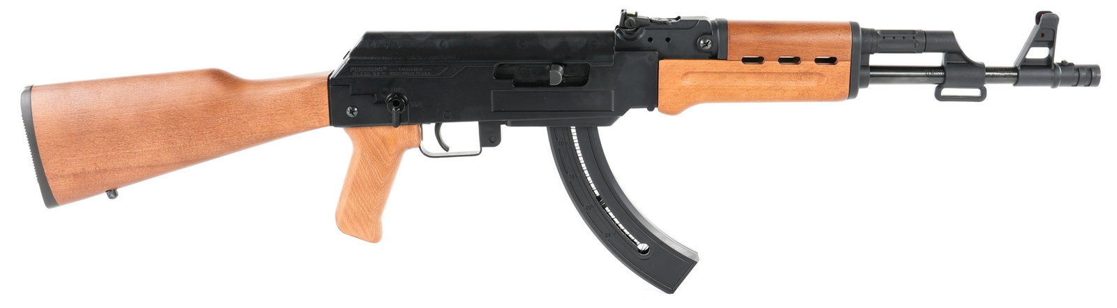 MOSSBERG MODEL BLAZE-47 .22LR SEMI AUTOMATIC RIFLE: MOSSBERG MODEL BLAZE-47 .22LR SEMI AUTOMATIC RIFLE Mossberg Model Blaze-47 .22LR Semi-Automatic Rifle. The receiver is stamped "Mossberg Blaze 47. Cal. 22LR". Black painted finish. Polymer furniture. 