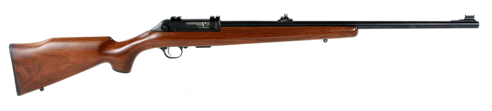 THOMPSON CENTER TC CLASSIC .22 LR CALIBER RIFLE: THOMPSON CENTER TC CLASSIC .22 LR CALIBER RIFLE Thompson Center Arms Model TC Classic .22 LR caliber semi-automatic rifle. Five round magazine. Scope rails. Blued finish. Walnut stock. Caliber / Gauge