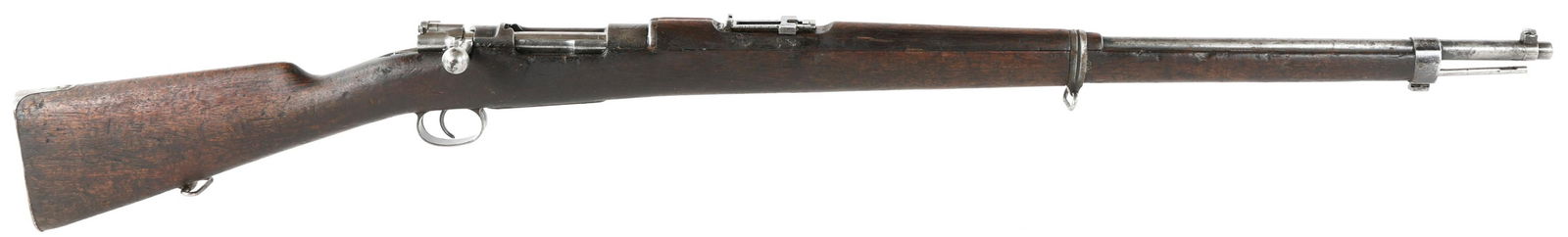 LOEWE CHILEAN MAUSER MODEL 1895 7.62mm RIFLE: LOEWE CHILEAN MAUSER MODEL 1895 7.62mm RIFLE Loewe Mauser Chileno Model 1895 bolt action rifle. Converted from 7x57mm Mauser to 7.62mm caliber. Chilean crest on receiver ring. Non-matching serial numb