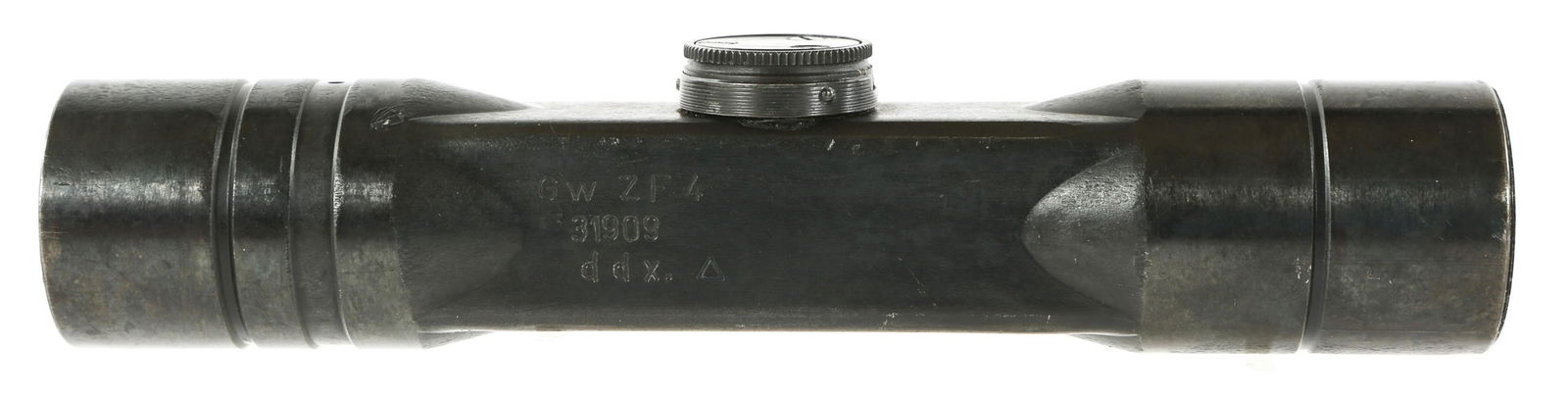 WWII GERMAN dow GW ZF 4 RIFLE SCOPE: WWII GERMAN dow GW ZF 4 RIFLE SCOPE WWII German Voigtlander GW ZF 4 rifle scope. Marked Gw ZF 4 31909 ddx. and triangle.