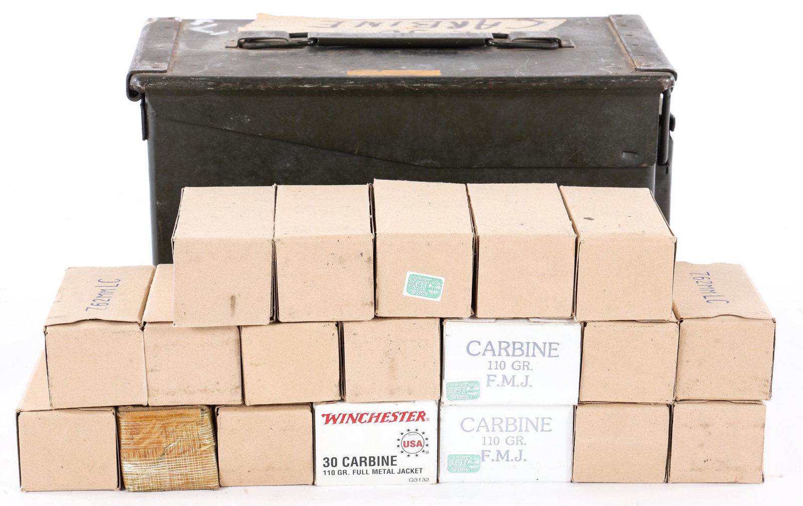 .30 CARBINE AMMUNITION 900 ROUNDS: .30 CARBINE AMMUNITION 900 ROUNDS 900 rounds of M1 .30 carbine ammunition in ammo can. Caliber / Gauge: .30 Carbine