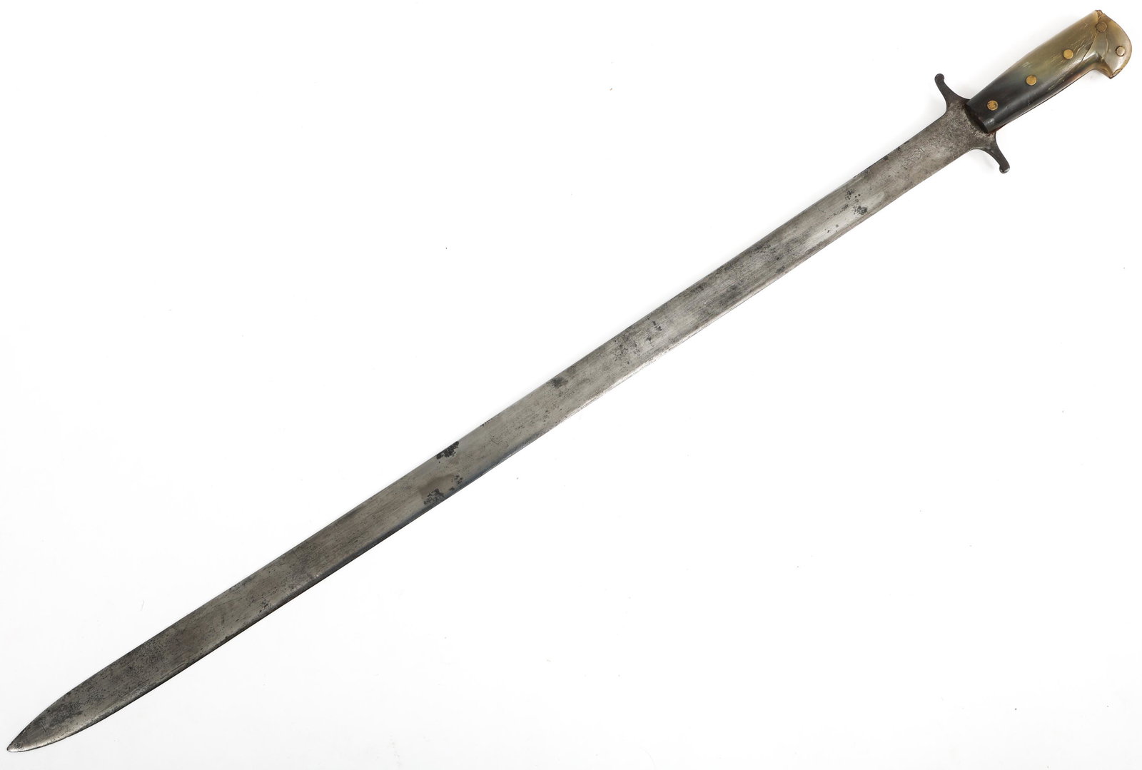 SPAN-AM WAR US COLLINS No 326 SWORD MACHETE: SPAN-AM WAR US COLLINS No 326 SWORD MACHETE Spanish American War US Collins & Co No326 Sword / Machete with issued embossed leather scabbard. Straight bright blade without fuller, full tang with quill