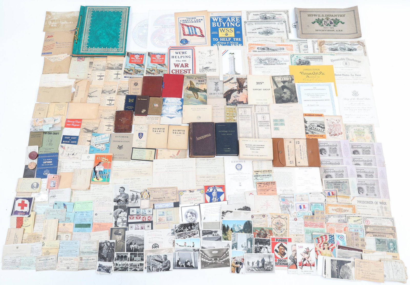 WWII US & GERMAN PHOTO - MANUAL BONANZA LOT: WWII US & GERMAN PHOTO - MANUAL BONANZA LOT WWII US Armed Forces and German Bonanza lot. Includes; German Wartime pictures, documents; US manuals, maps, soldier's documents and more.