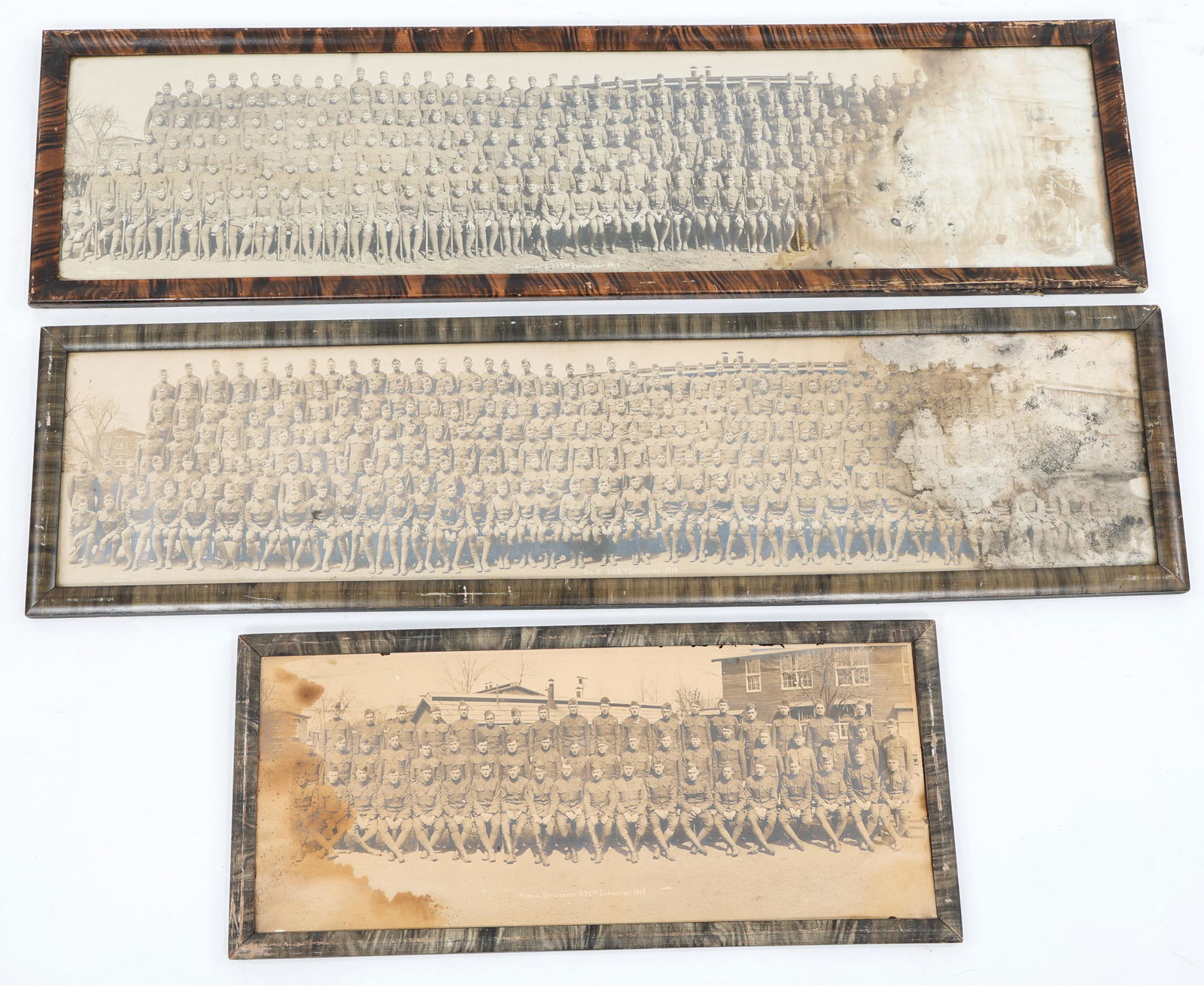 WWI AEF 332nd INFANTRY 1919 YARD LONG PHOTOS LOT: WWI AEF 332nd INFANTRY 1919 YARD LONG PHOTOS LOT Lot of 3 WWI US Army AEF, 332nd Infantry Regiment, 1919 Yard Long Group photos. Three different Companies of the 332nd, Including, Medical Detachment,