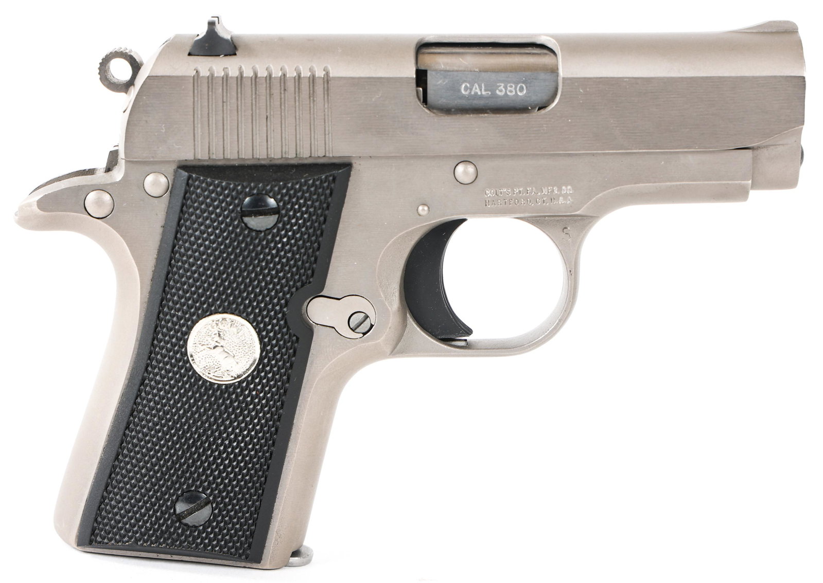 COLT MK IV SERIES 80 MUSTANG PISTOL 380 AUTO: COLT MK IV SERIES 80 MUSTANG PISTOL 380 AUTO Colt MK IV Series 80 Model Mustang .380 auto semi-automatic pistol. Synthetic Colt grips. One colt magazine. Caliber / Gauge: 380. Barrel Length: 2.75. Ser