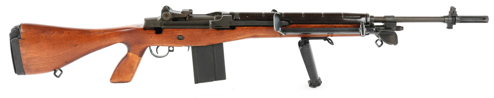 POLYTECH MODEL M-14/S .308 CAL SEMI AUTO RIFLE: POLYTECH MODEL M-14/S .308 CAL SEMI AUTO RIFLE Polytech Model M-14/S .308 caliber semi-automatic rifle. Parkerized finish. Folding fore grip. M2 bipod. Flash hider. Pistol grip stock. One magazine. Ca