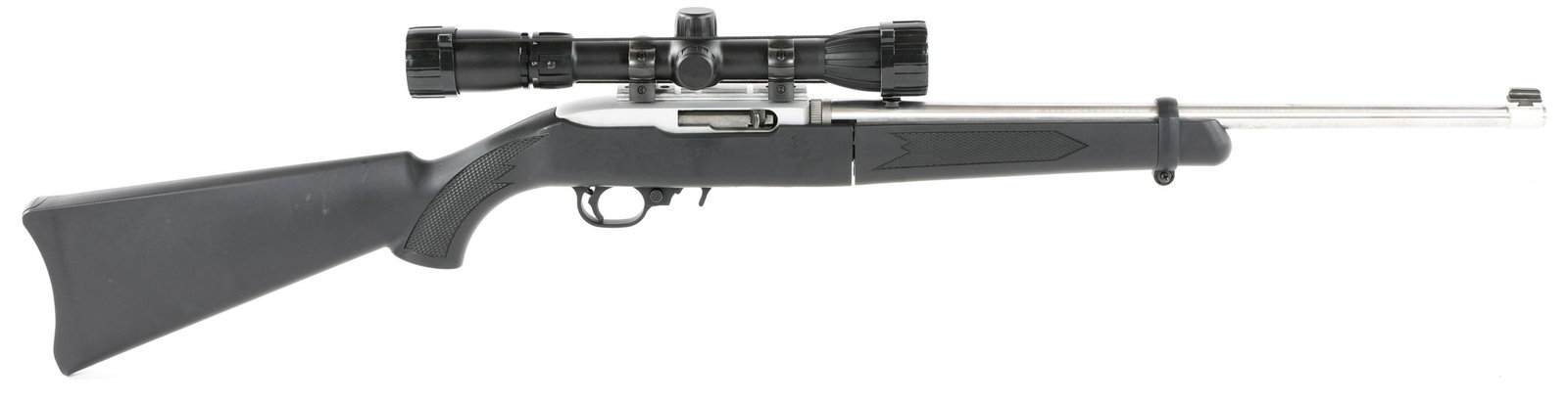 RUGER 10/22 .22 LR CALIBER TAKE DOWN RIFLE: RUGER 10/22 .22 LR CALIBER TAKE DOWN RIFLE Ruger Model 10/22 .22 Long Rifle caliber semi-automatic take down rifle. 18.5 inch barrel. BSA 22 Special 3-9x32 scope. One magazine. Ruger 10/22 soft carry 