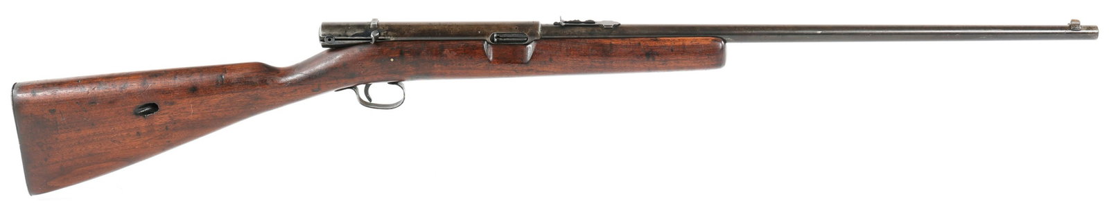 1906 WINCHESTER MODEL 74 .22 LR CALIBER RIFLE: 1906 WINCHESTER MODEL 74 .22 LR CALIBER RIFLE 1906 Winchester Model 74 .22LR semi automatic rifle. Blued finish. Walnut stock. Magazine tube. Adjustable rear sights. Front blade sight. Caliber / Gauge