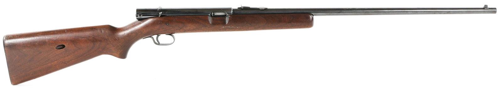 1940 WINCHESTER MODEL 74 .22 CAL SEMI AUTO RIFLE: 1940 WINCHESTER MODEL 74 .22 CAL SEMI AUTO RIFLE 1940 Winchester model 74 .22 cal semi-automatic rifle. Barrel marked "Model 74 22 Short Winchester". Rear adjustable sight. Magazine tube located in st