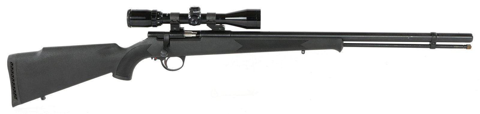 CVA MAG HUNTER .50 CAL PERCUSSION RIFLE: CVA MAG HUNTER .50 CAL PERCUSSION RIFLE Connecticut Valley Arms Mag Hunter .50 caliber muzzle loading black powder percussion rifle. Black polymer stock. Bushnell Sportview scope. Made in Spain. Calib