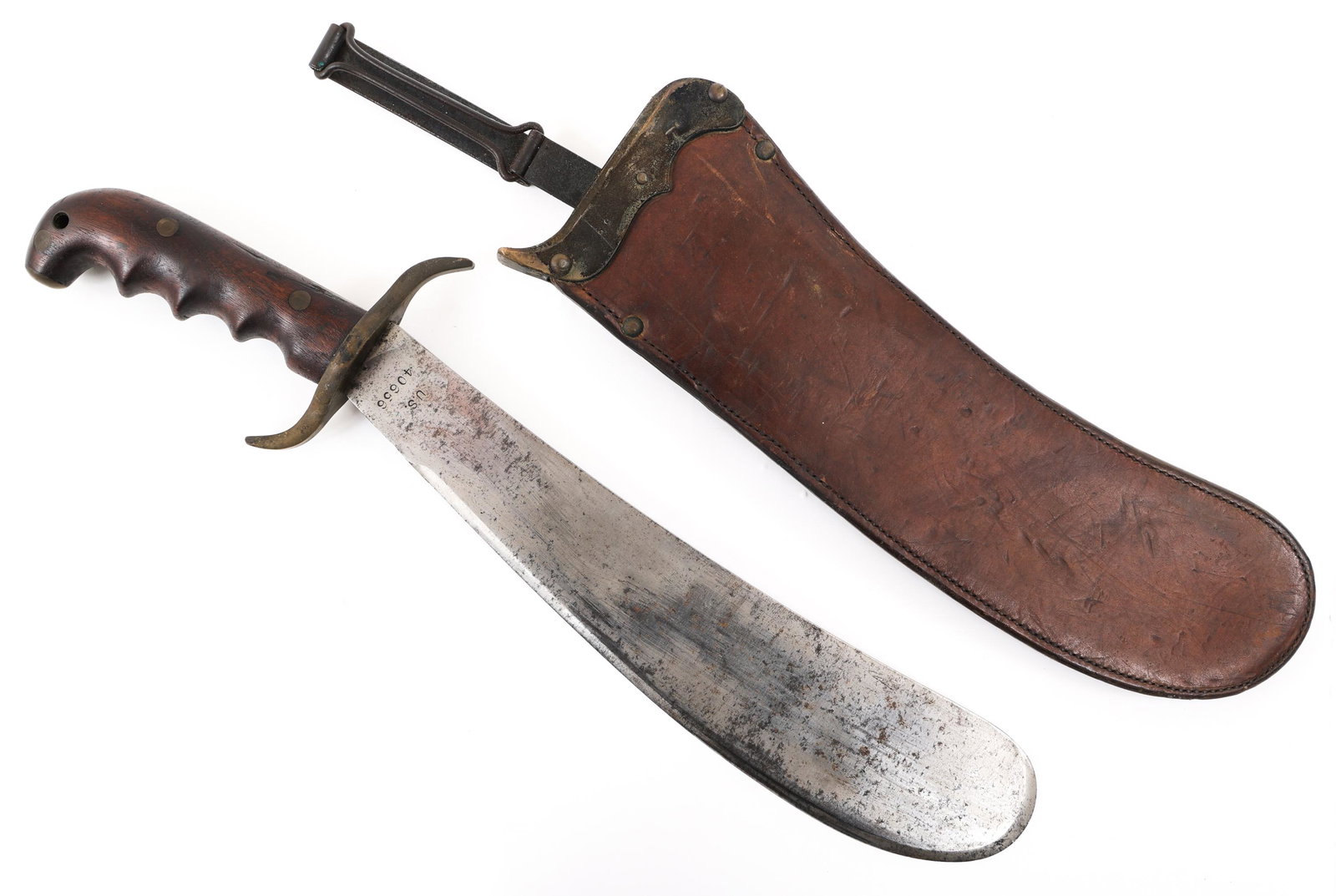 US ARMY M1904 HOSPITAL CORPS BOLO KNIFE: US ARMY M1904 HOSPITAL CORPS BOLO KNIFE | US Army Model 1904 Springfield Armory Hospital Corps Bolo Knife. Heavy duty, bright blade. Stamped with the flaming bomb and "S.A 1914" on one side of the ric