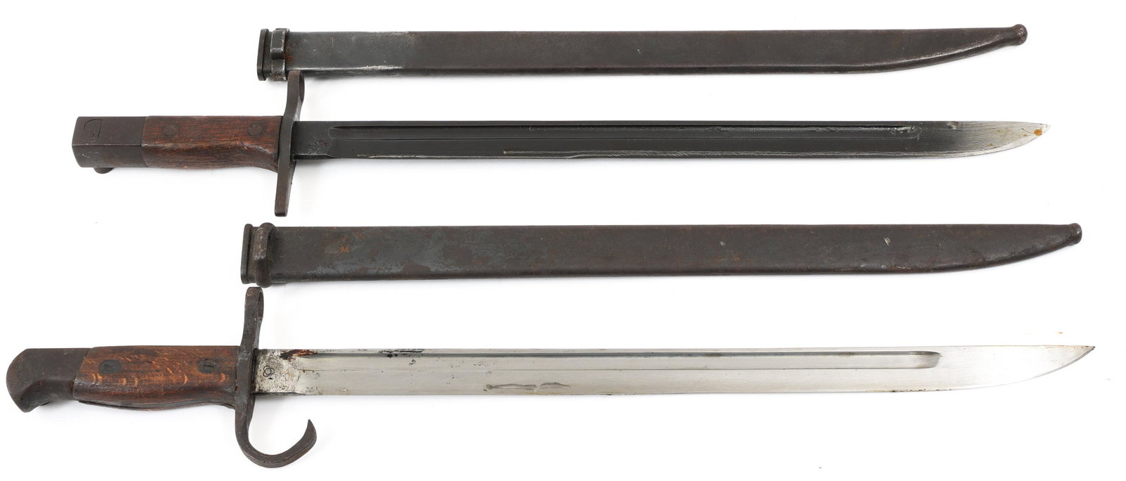 WWII JAPANESE TYPE 30 BAYONET LOT OF 2: WWII JAPANESE TYPE 30 BAYONET LOT OF 2 | Lot of 2 WWII Japanese Bayonets Type 30. (1) WWII Japanese Bayonet Type 30. Straight bright blade with fuller. Maker mark / logo of "Tokyo Arsenal" stamped on 