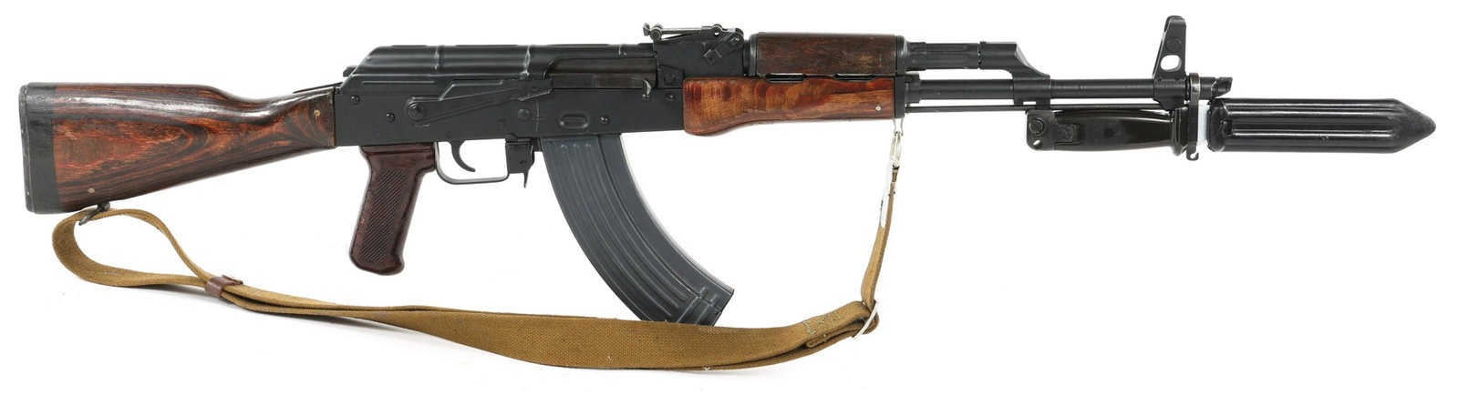 VULCAN ARMS AK47 7.62X39mm SEMI AUTOMATIC RIFLE: VULCAN ARMS AK47 7.62X39mm SEMI AUTOMATIC RIFLE | Vulcan Arms AK-47 7.62x39mm semiautomatic rifle. Wood stock, grip, and fore grip. Fixed front sight. Adjustable rear sight. Bayonet, sling and one mag